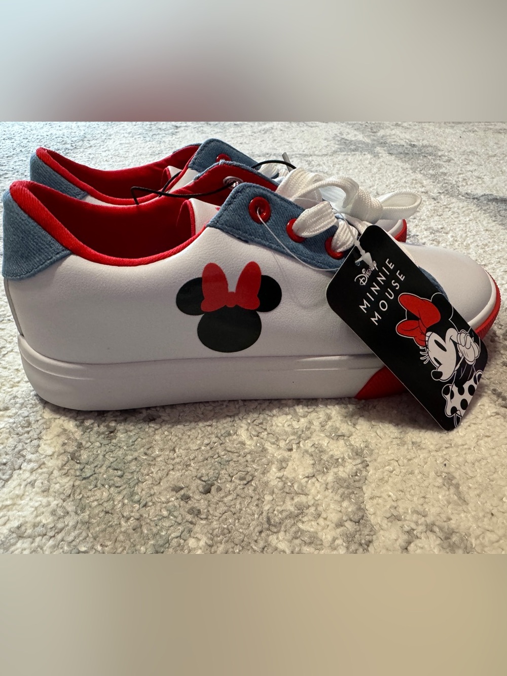 Disney Minnie Mouse White Sneakers with Red Accents